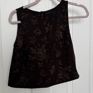 GAP Black Floral Jacquard Sleeveless Crop Camisole